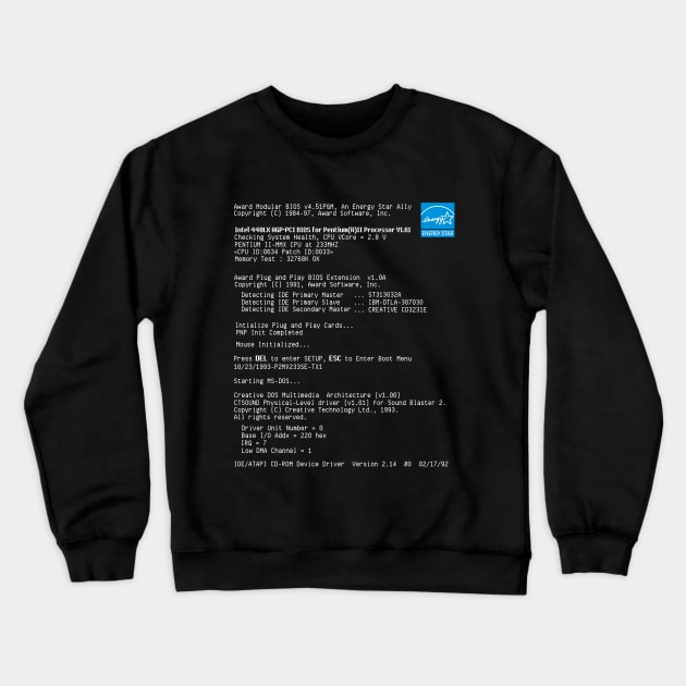 Retro Computer Boot Screen Crewneck Sweatshirt by Fish Fish Designs